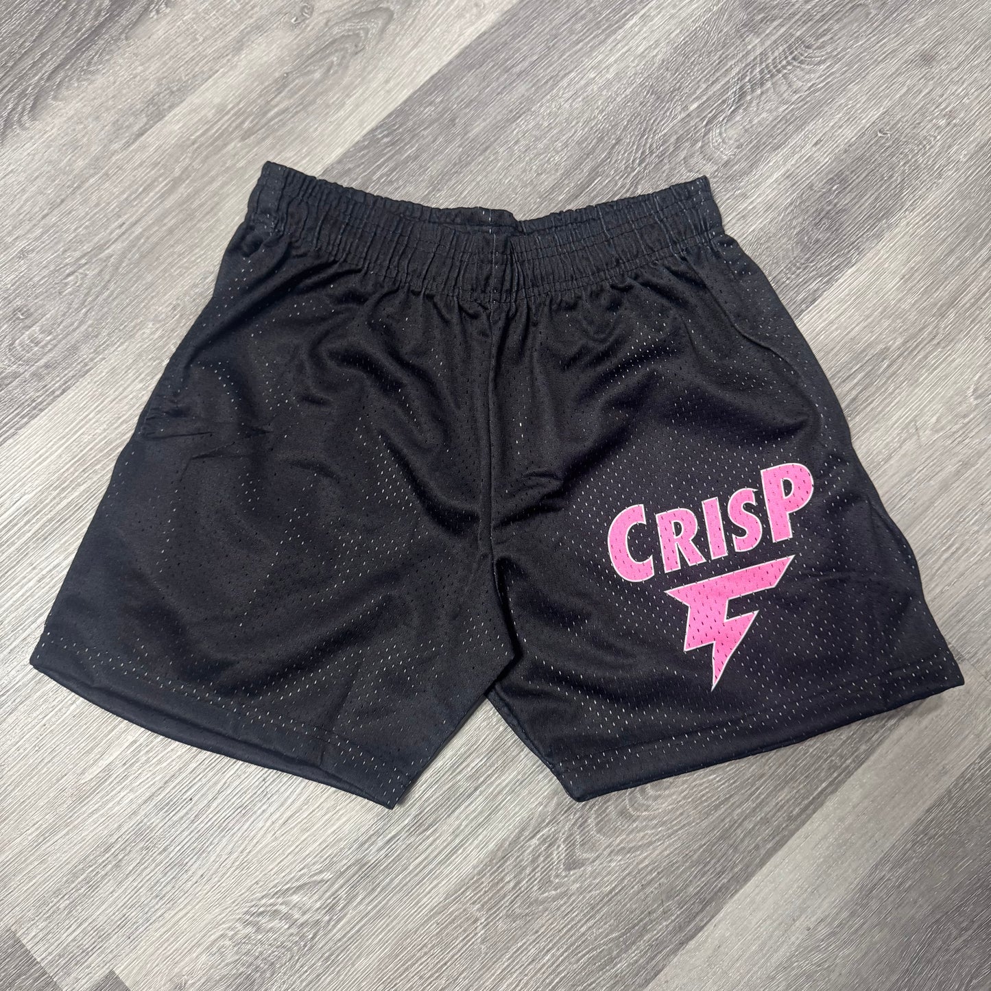 Crispy NYC Logo Mesh Shorts (Black/Pink)