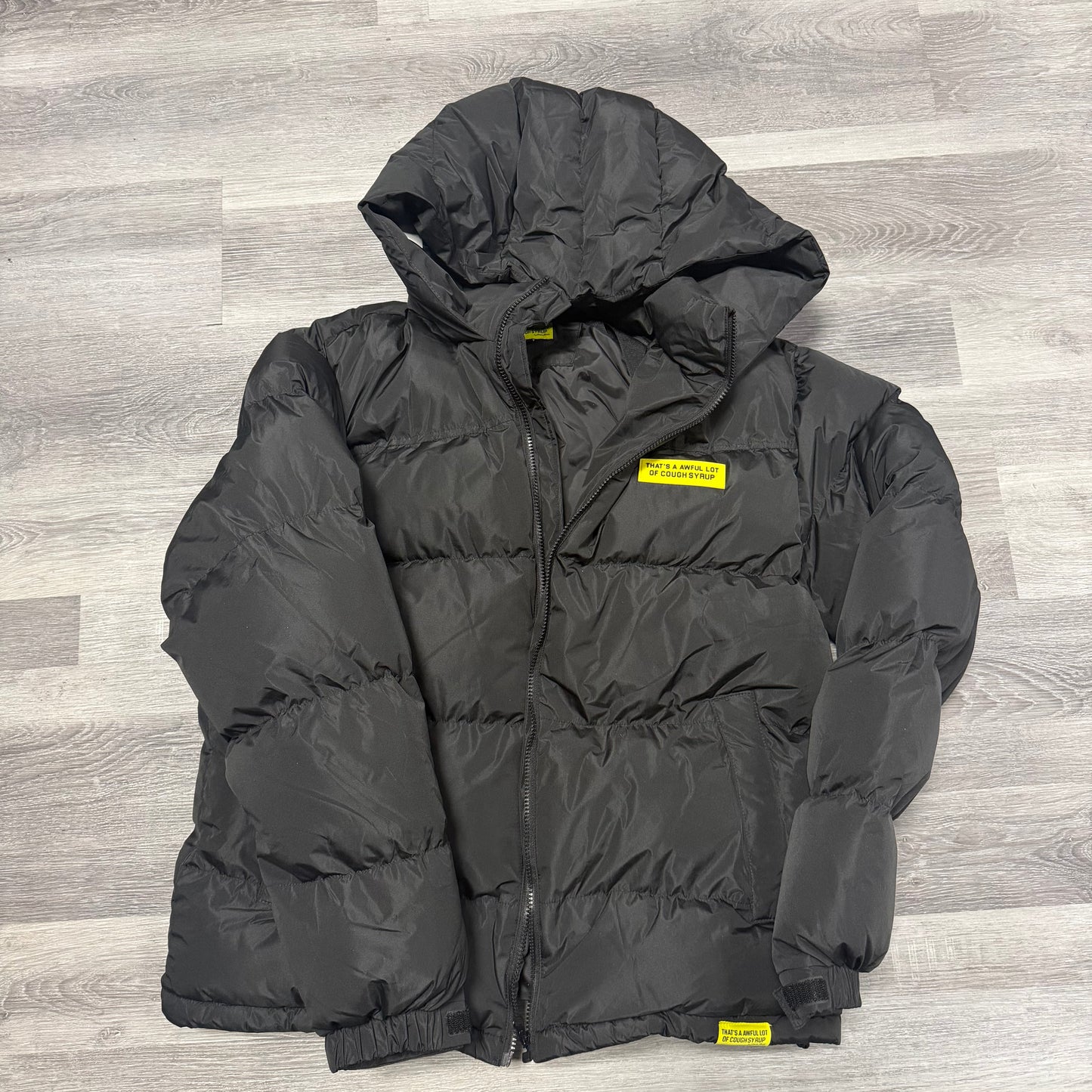 That’s A Awful Lot Of Cough syrup Puffer Jacket W/Straps (Black)