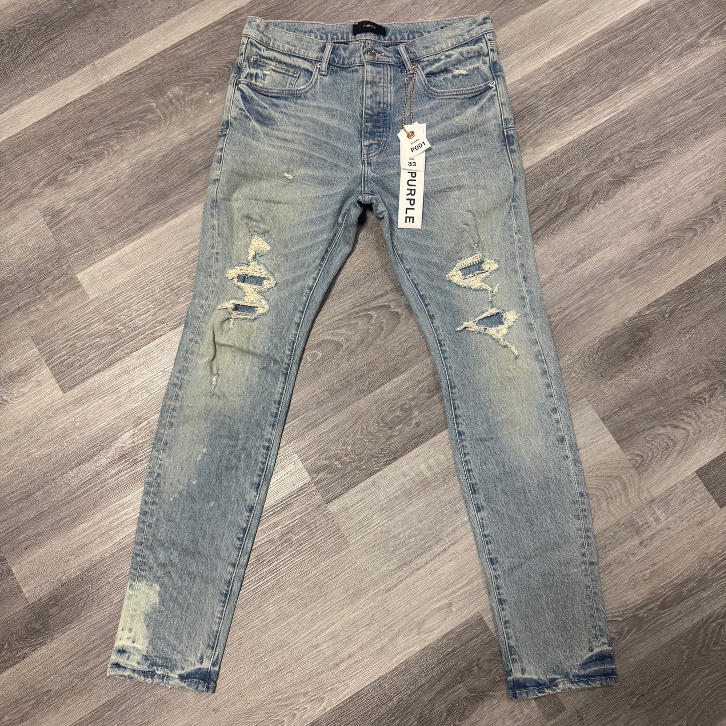 Purple Brand Light Indigo Distressed Skinny Denim Jeans