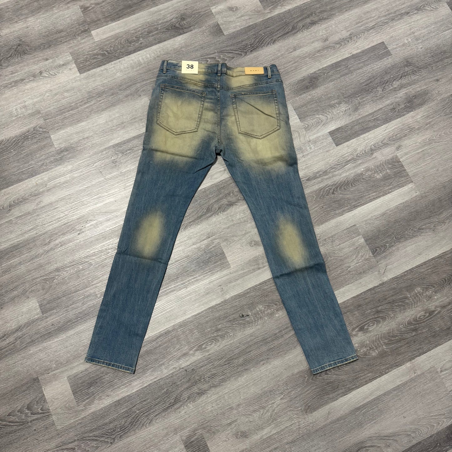 MNML Blue Distressed Circle Knee Denim Jeans