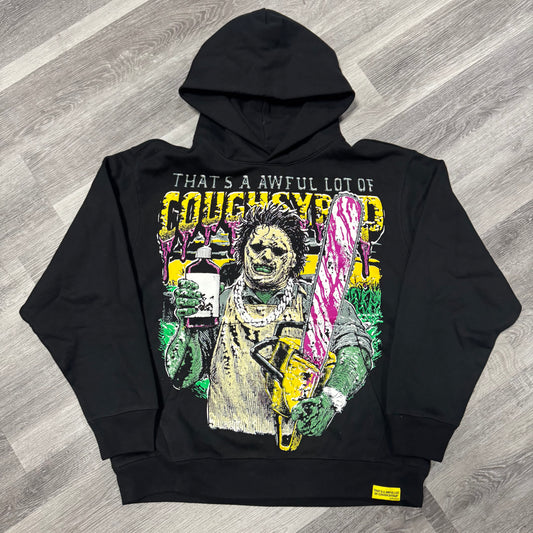 Thats a Awful Lot Of Cough Syrup Leather Face Horror Hoodie