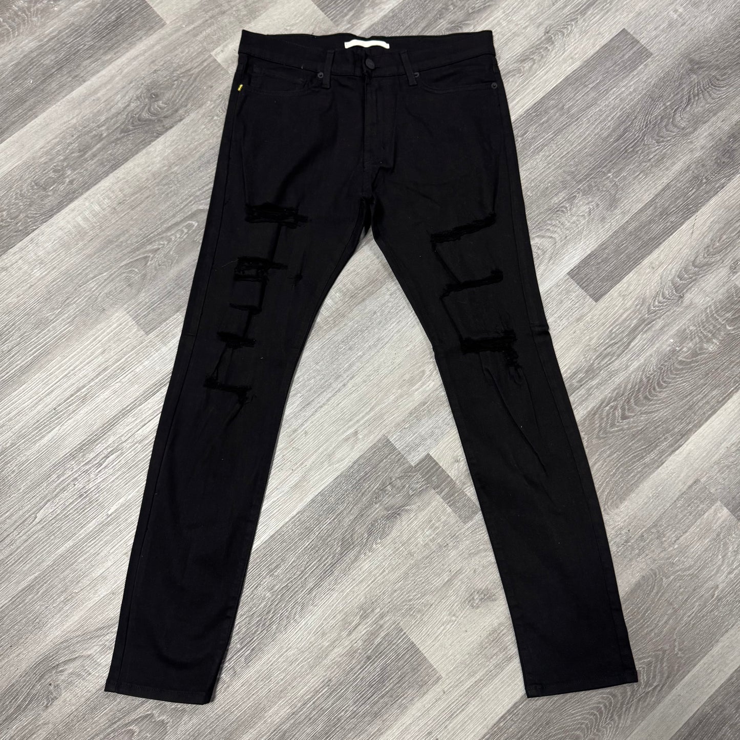 Golden Jet Black Ripped Denim Jeans