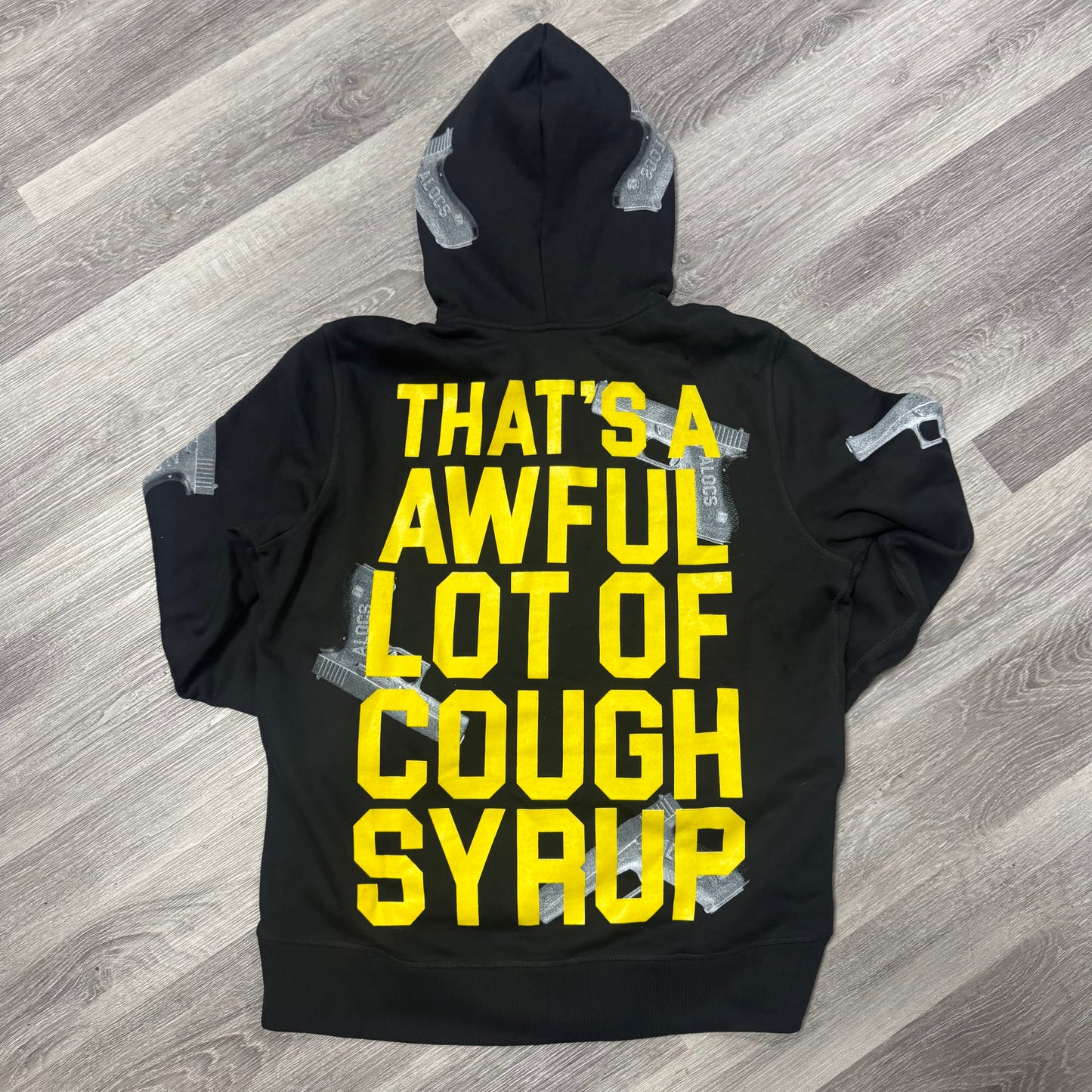 Thats a Awful Lot Of Cough Syrup Glock Full Zip Up Hoodie (Black/Yellow)