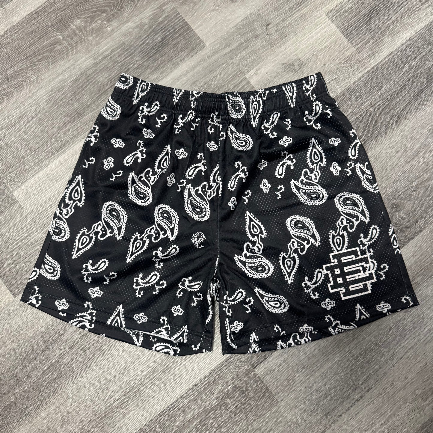 Eric Emanuel Paisley Mesh Shorts (Black/White)