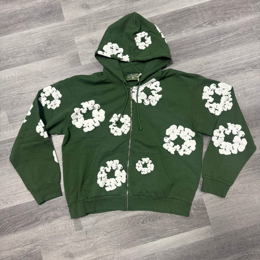 Denim Tears Cotton Wreath Zip Up Hoodie (Green)