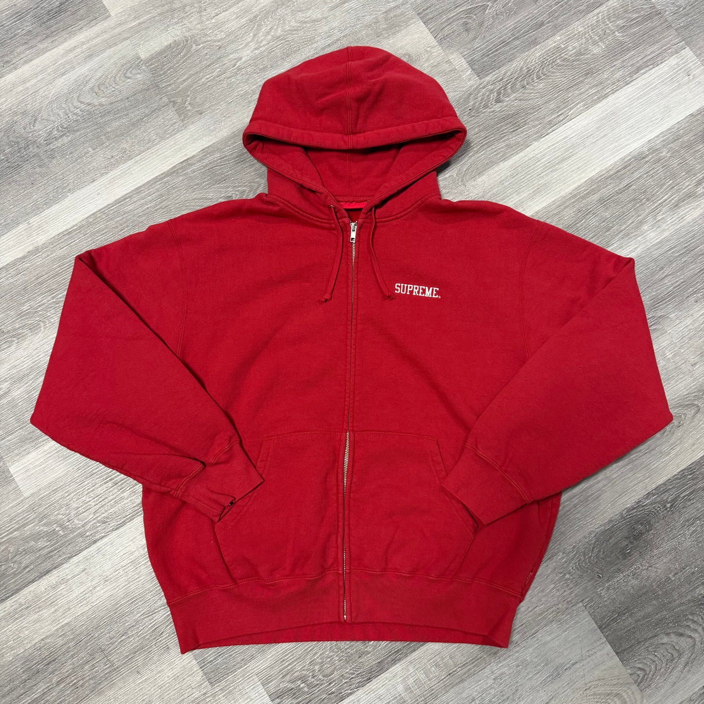 Supreme Blessed Appliqué Zip Up Hoodie (Red)
