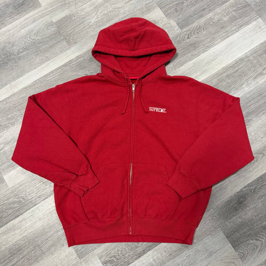 Supreme Blessed Appliqué Zip Up Hoodie (Red)