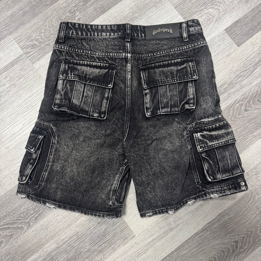 Godspeed Octagon Cargo Denim Shorts (Black)