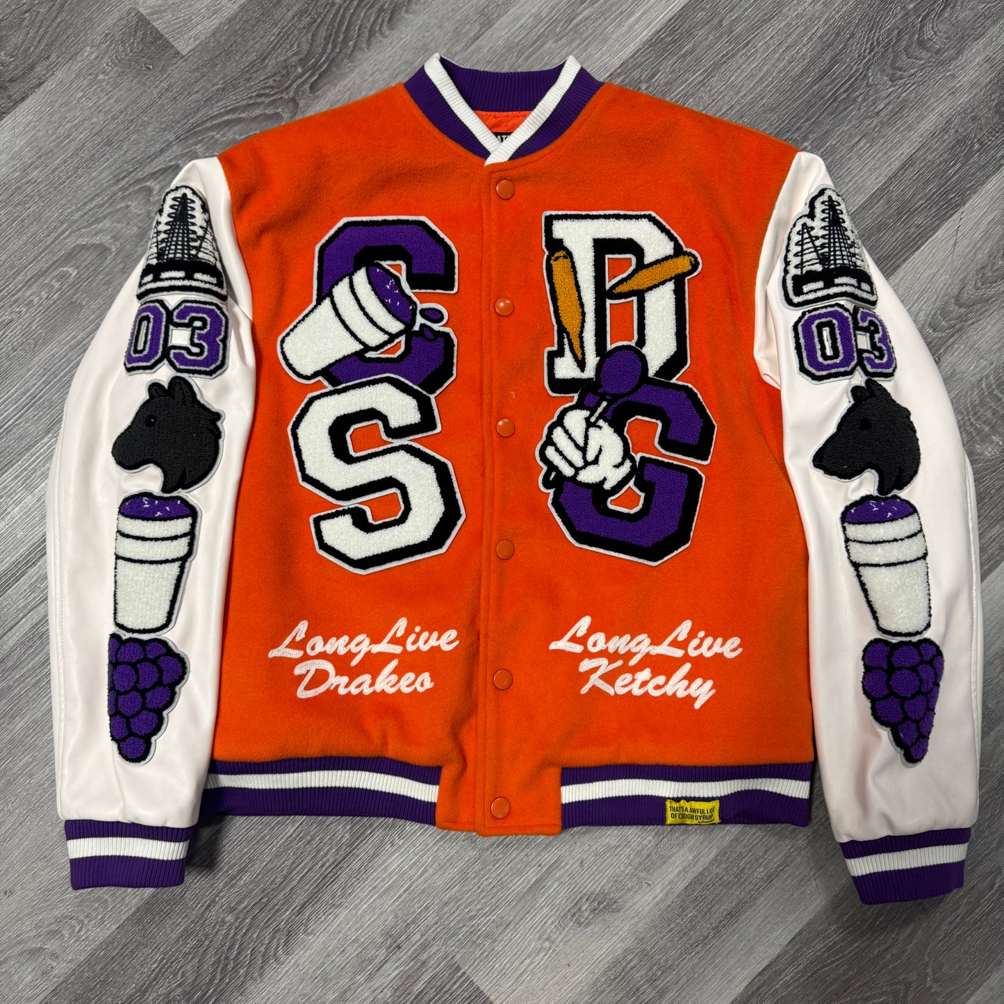 Thats a Awful Lot Of Cough Syrup Letterman Jacket