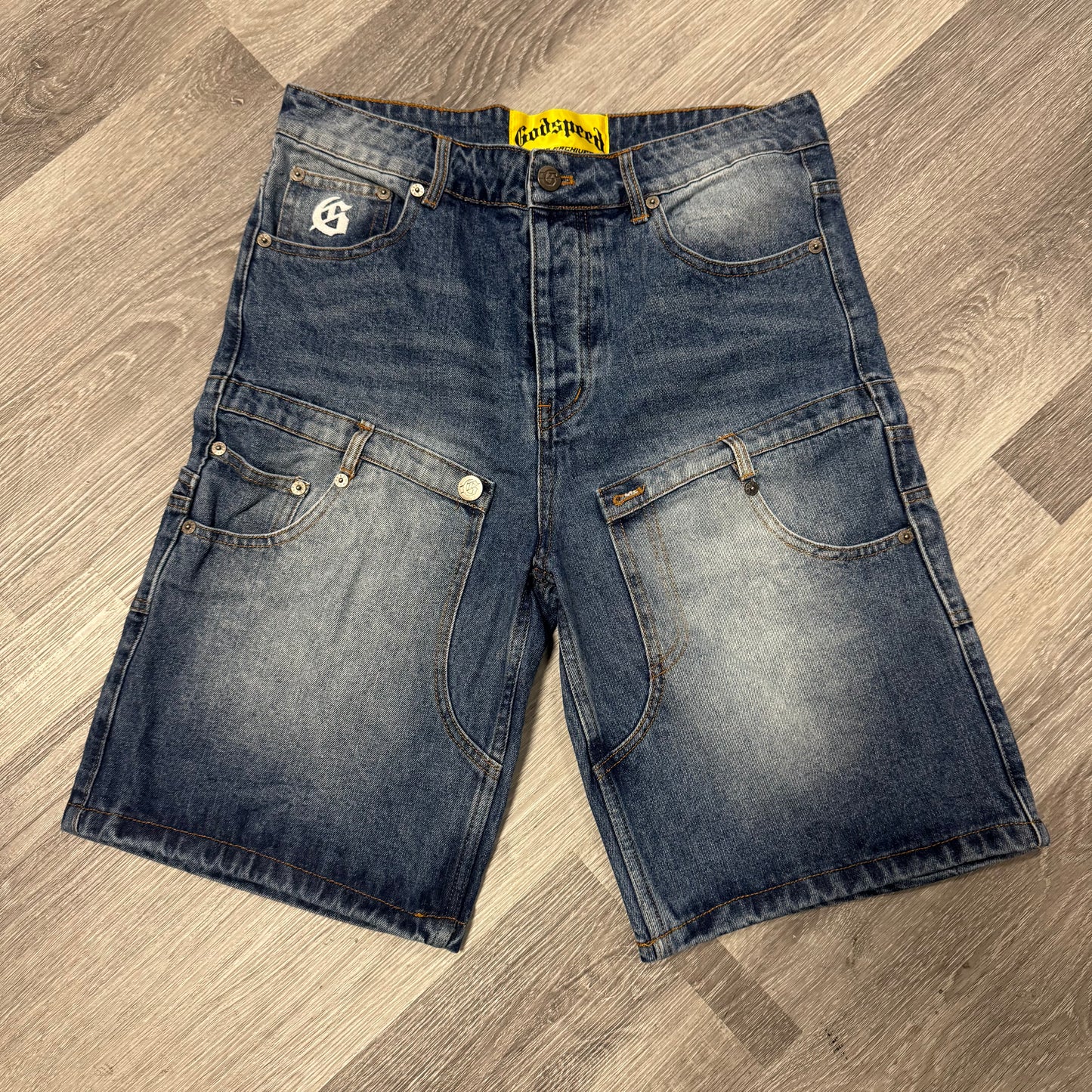 Godspeed Twin Panel Denim Shorts (Blue)