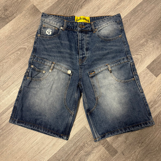 Godspeed Twin Panel Denim Shorts (Blue)