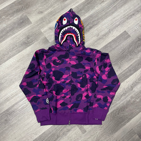 Bape Shark Face Full Zip-Up Hoodie (Purple)