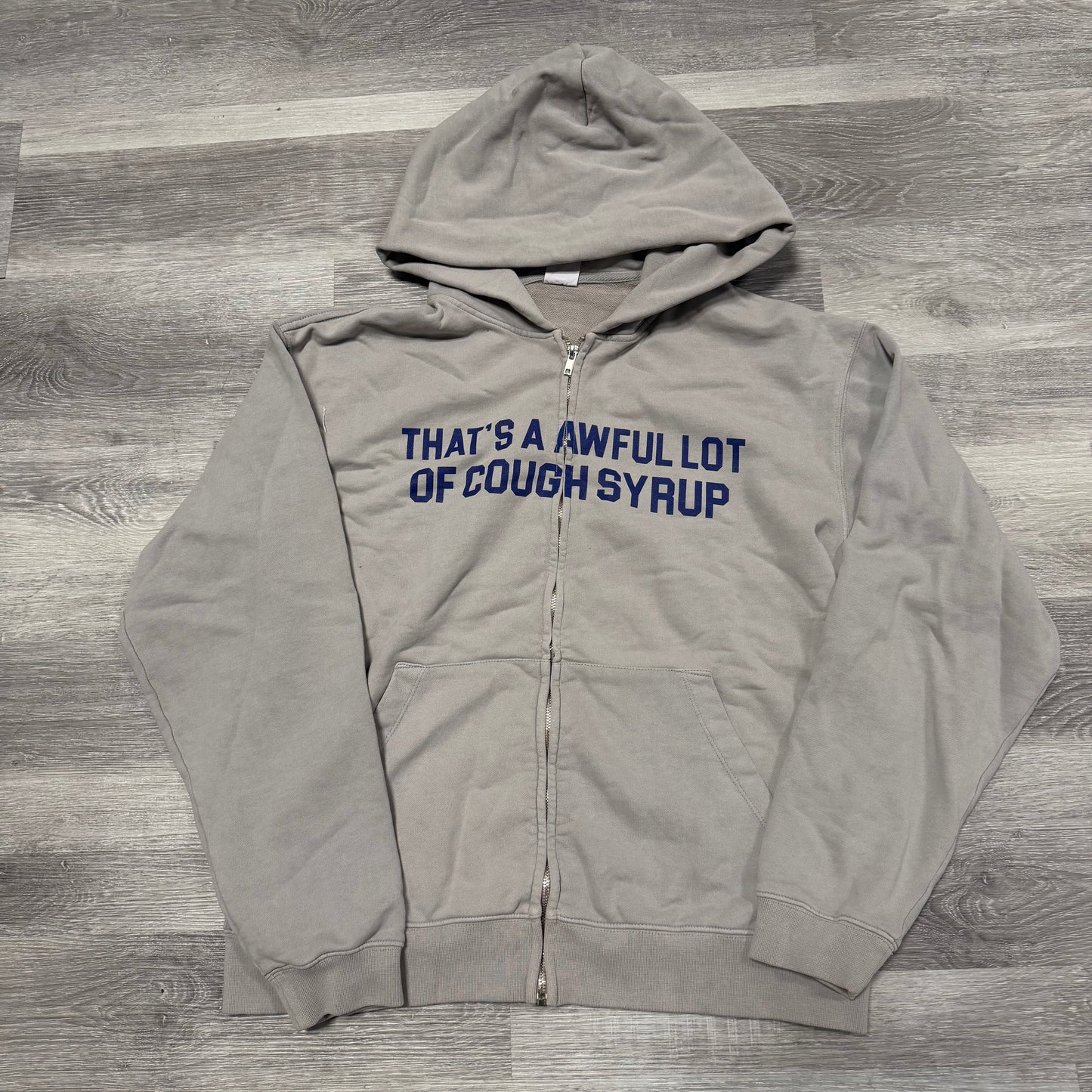 That’s A Awful Lot Of Cough Syrup Classic Zip Up Hoodie (Grey/Blue)