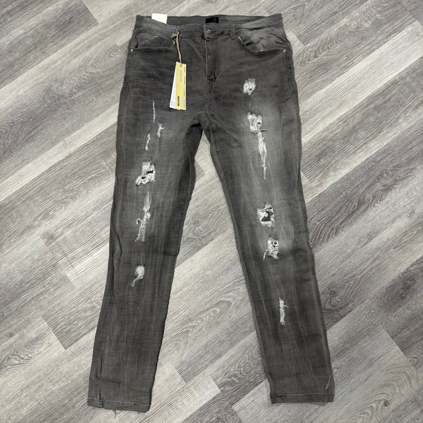 Reason Brand Dark Grey Washed Denim Jeans