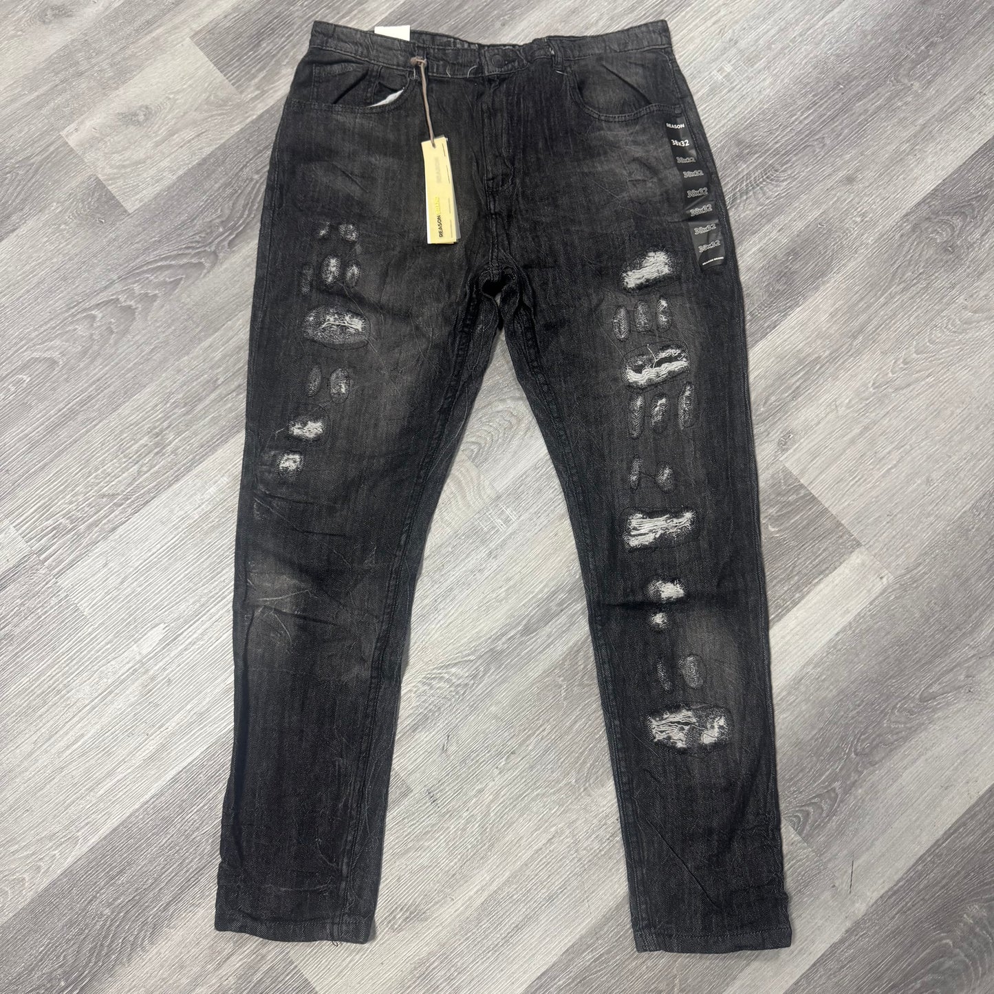 Reason Brand Black Ripped Patch Denim Jeans