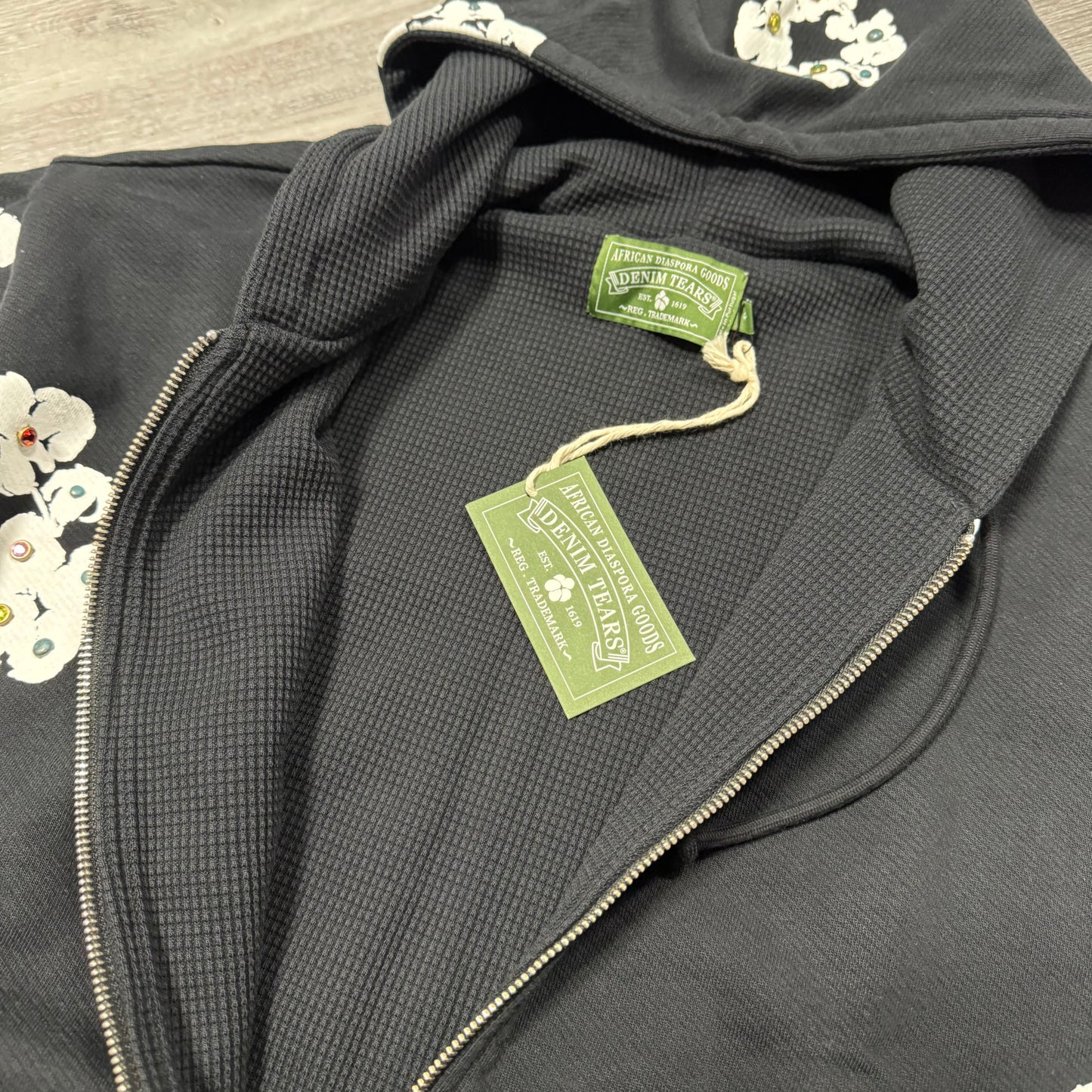 Denim Tears Cotton Wreath Rhinestone Zip Up