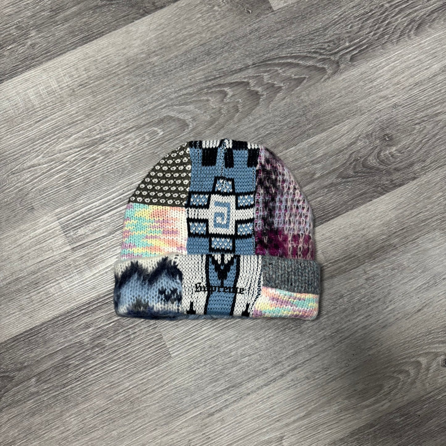 Supreme Patchwork Beanie (Blue)