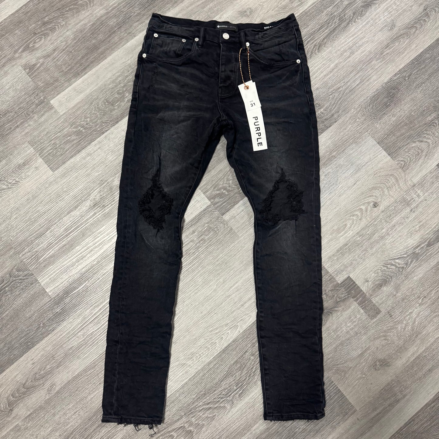Purple Jeans Black Wash Blowout Denim Jeans