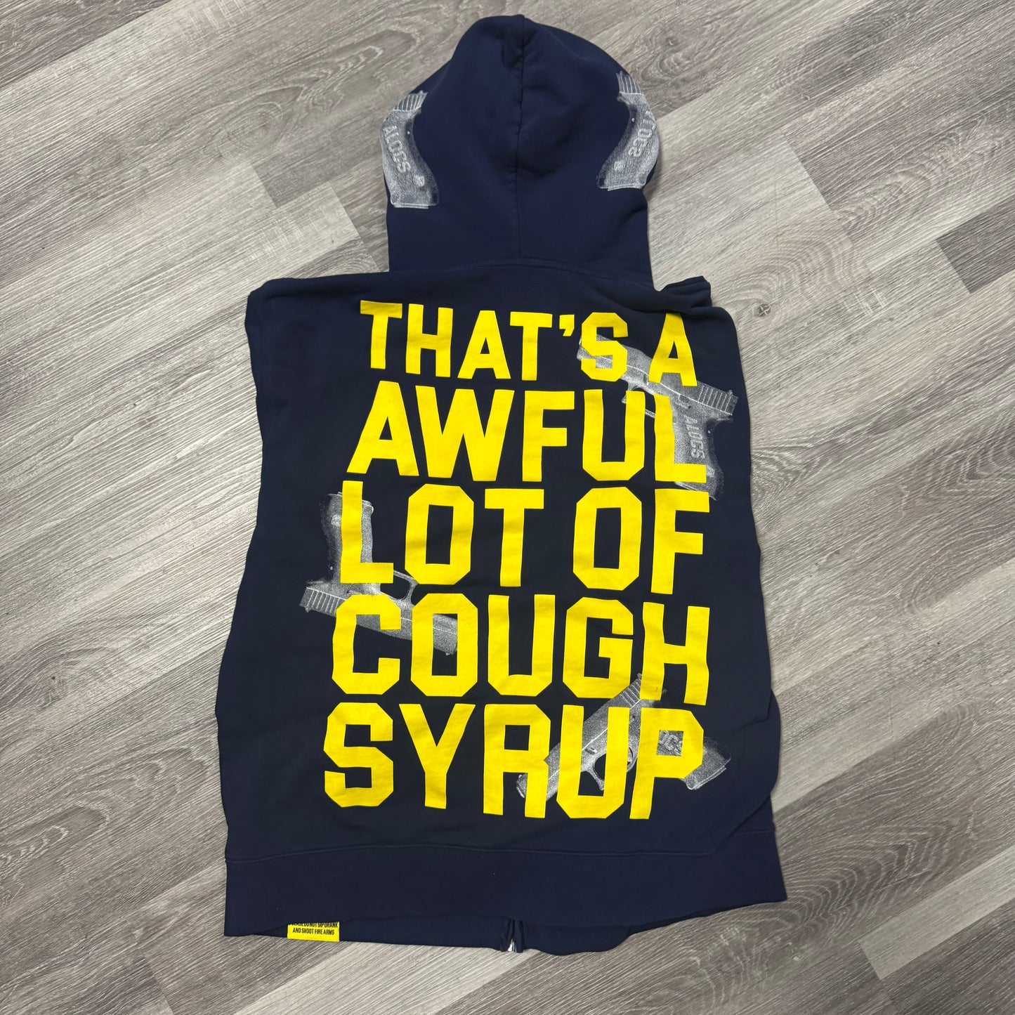Thats a Awful Lot Of Cough Syrup Glock Zip Up Hoodie (Navy/Yellow)