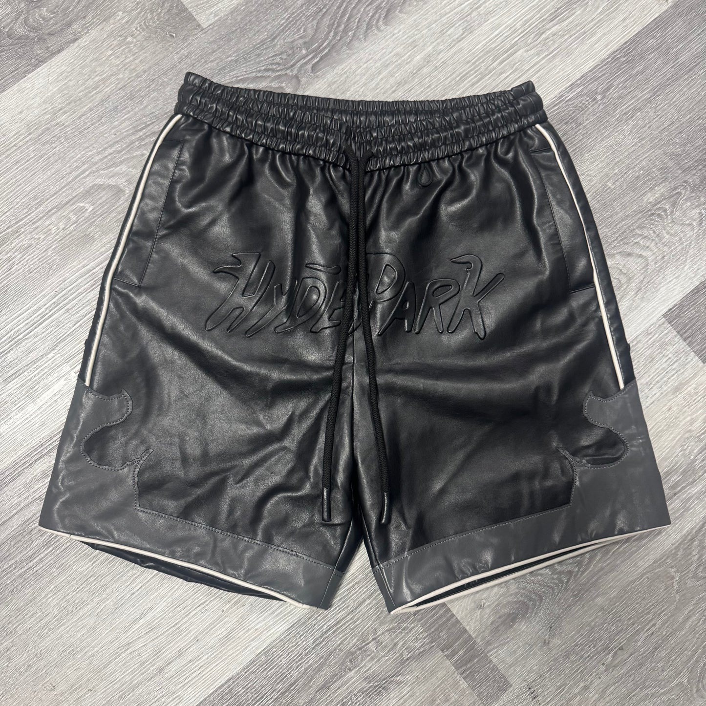Hyde Park Black Flame Leather Shorts