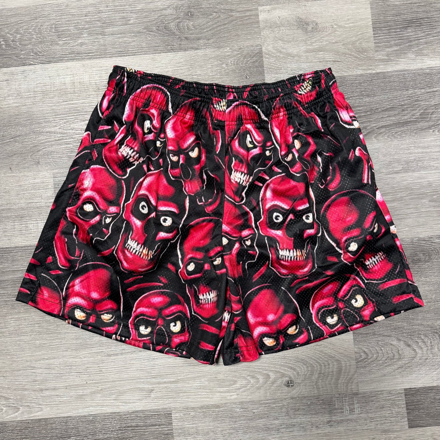 Bravest Red Skully Mesh Shorts