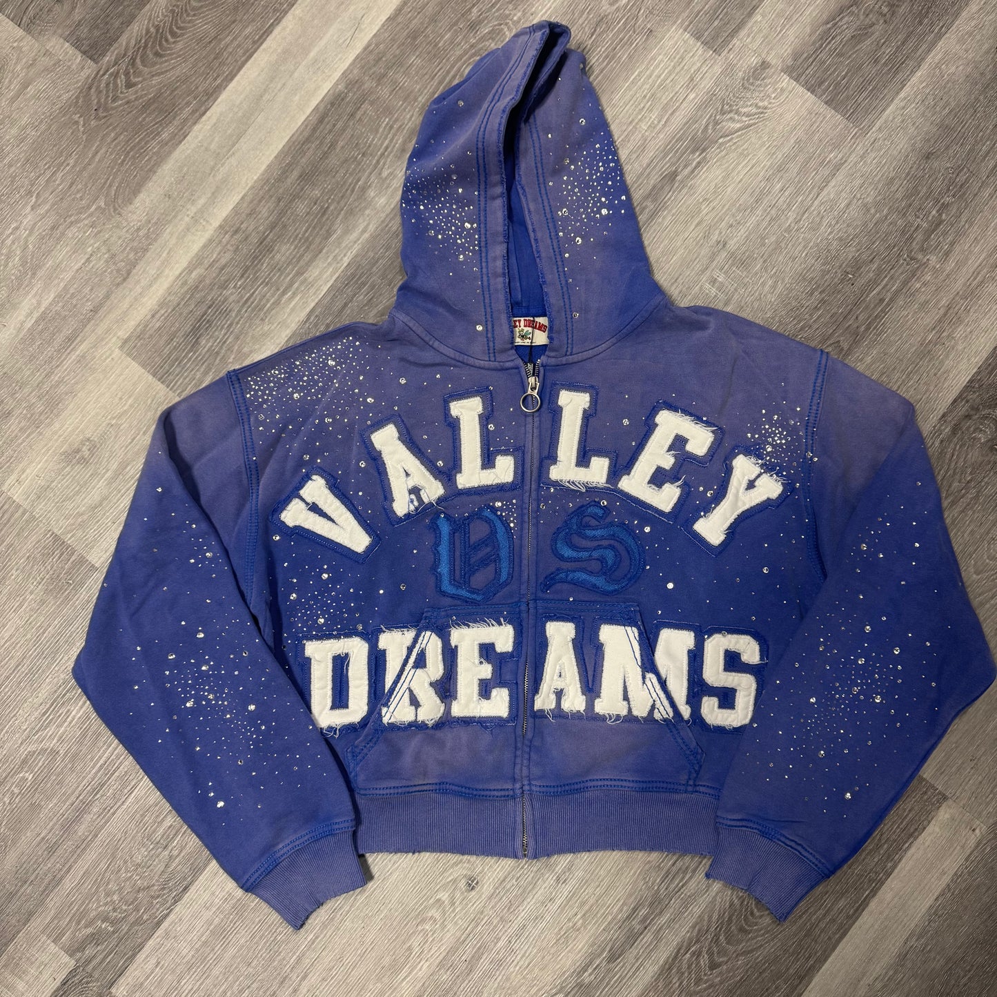 Valley Dreams Classico Rhinestone Zip Up Hoodie (Blue)