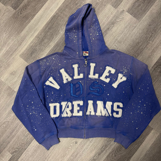 Valley Dreams Classico Rhinestone Zip Up Hoodie (Blue)