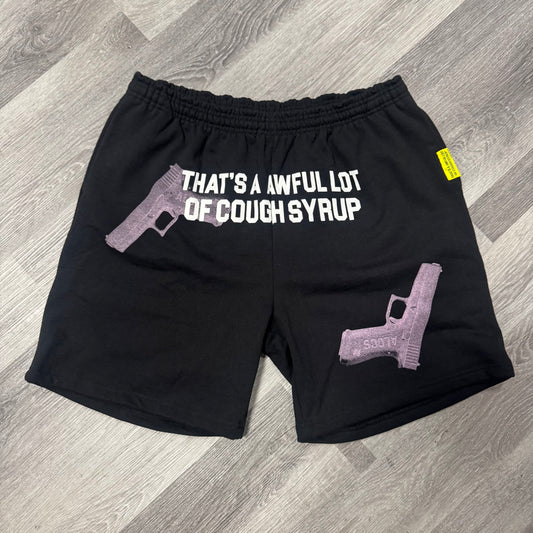 Thats a Awful Lot Of Cough Syrup Glock Sweat Shorts (Black/Pink)
