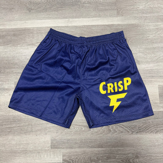Crispy NYC Navy/Yellow Logo Mesh Shorts