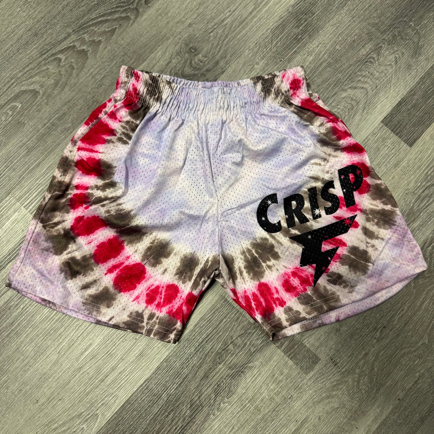 Crispy NYC Multi Tie Dye Logo Mesh Shorts