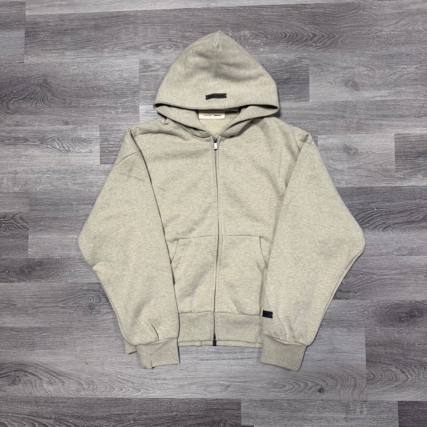 Essentials Fear Of God Zip Up Hoodie (Heather Stone)