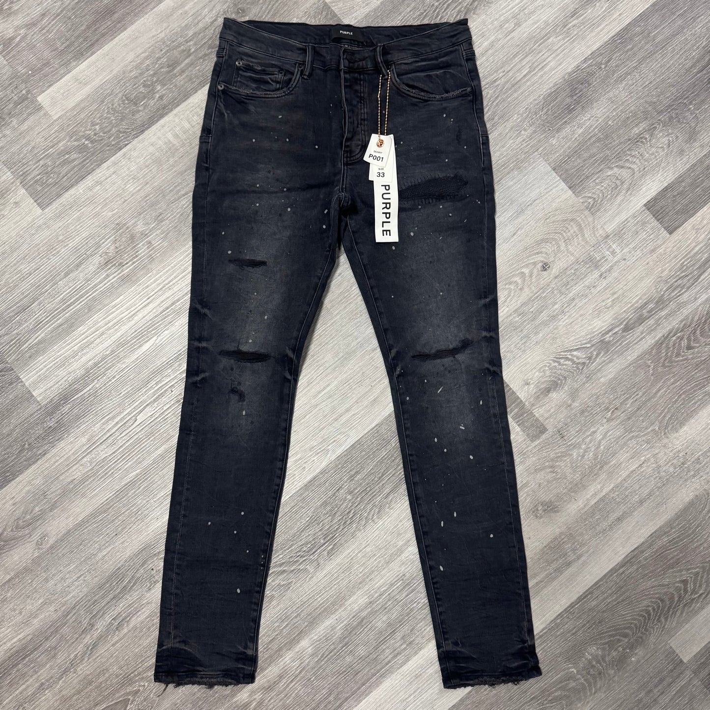 Purple Brand Black Reflective Paint Repair Denim Jeans