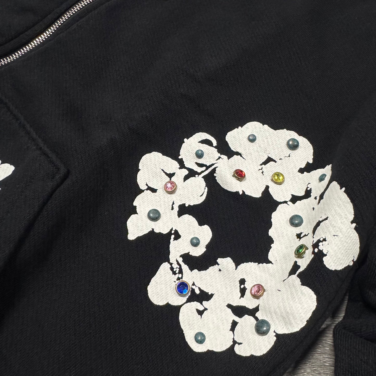 Denim Tears Cotton Wreath Rhinestone Zip Up