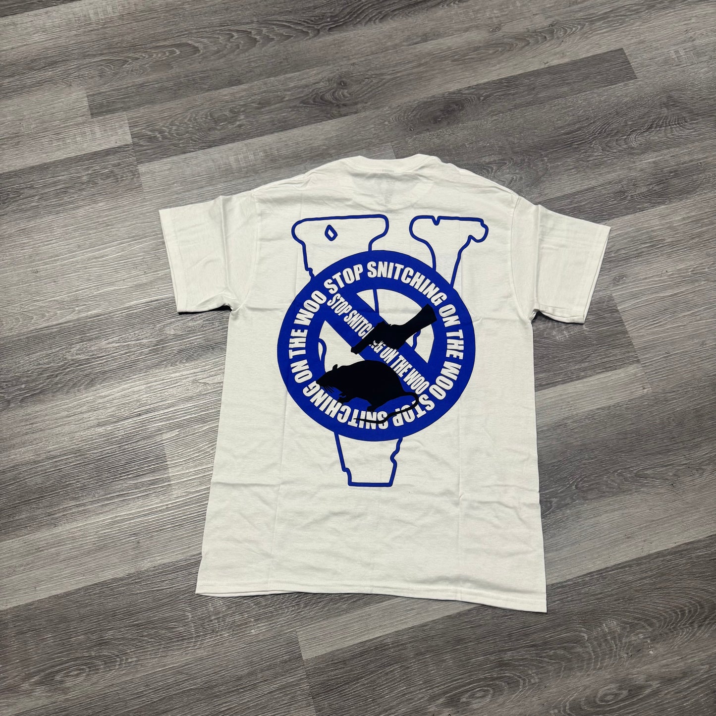 Vlone x Pop Smoke Stop Snitching Tee (Blue)
