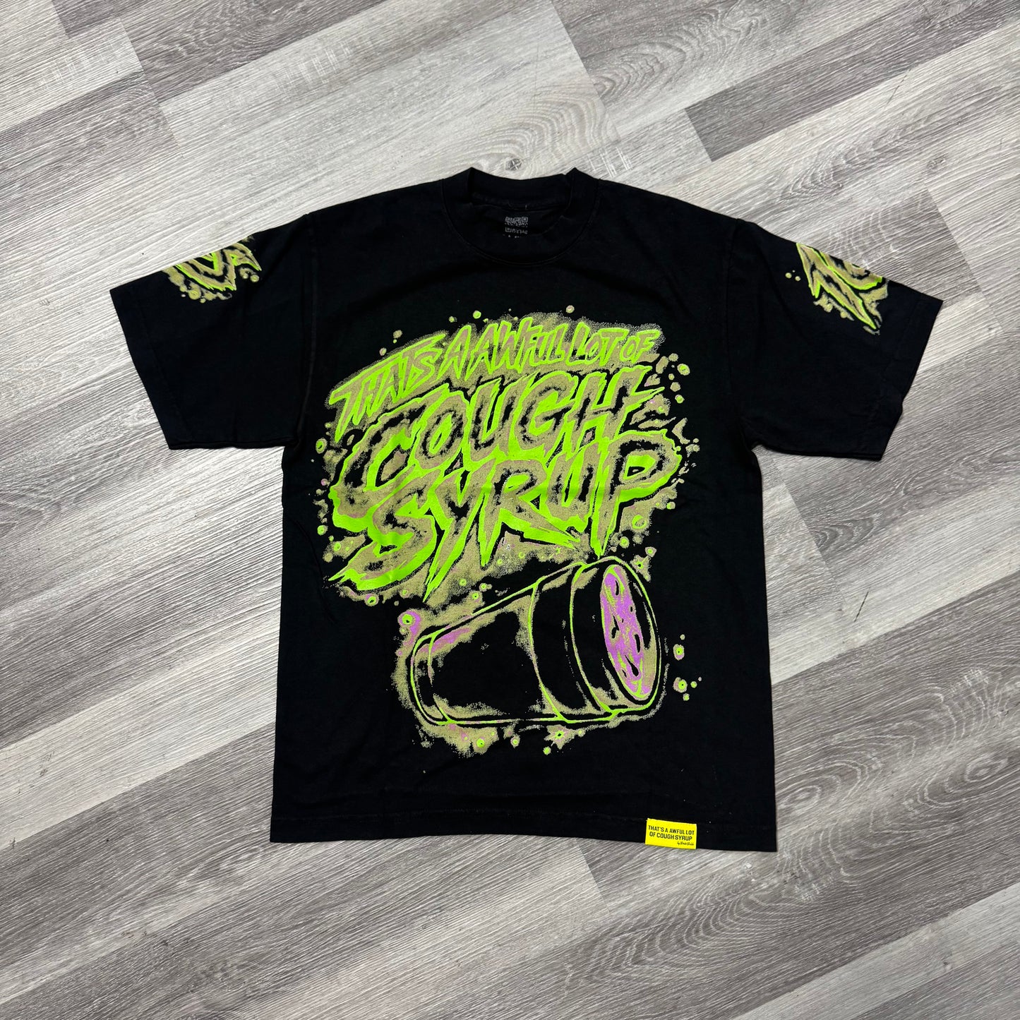 Thats a Awful Lot Of Cough Syrup Neon Air Brush Graffiti Tee