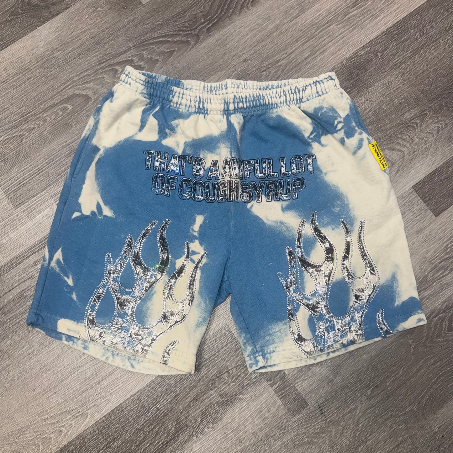 Thats a Awful Lot Of Cough Syrup Flame Tie-Dye Wash Sweat Shorts