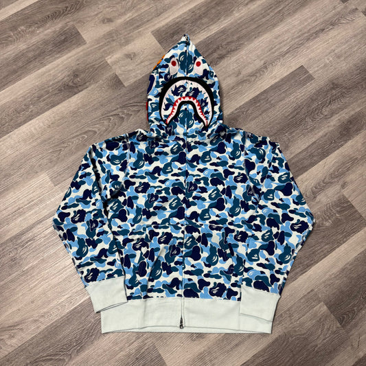 Bape Shark Face Full Zip-Up Hoodie (Blue)