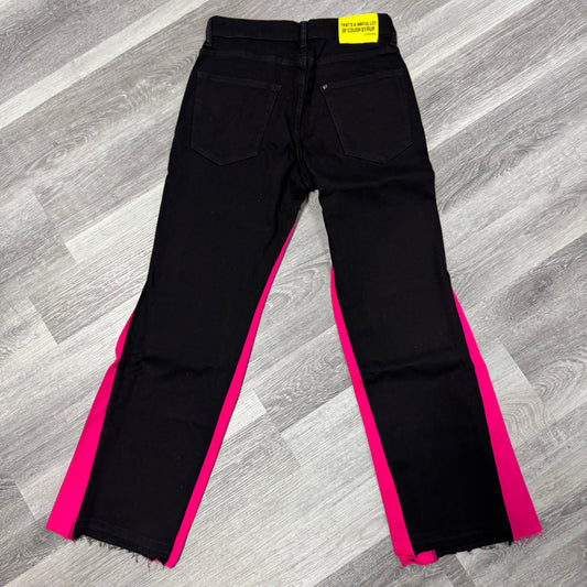 Thats a Awful Lot Of Cough Syrup Flared Denim Jeans (Black/Pink)
