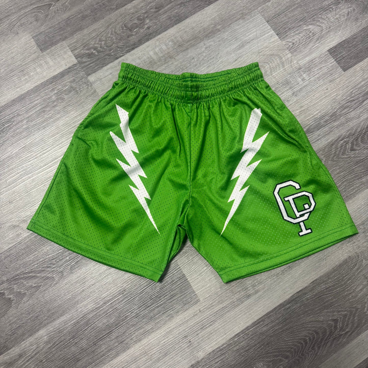 Crispy NYC Lightning Bolt Logo Mesh Shorts (Green)