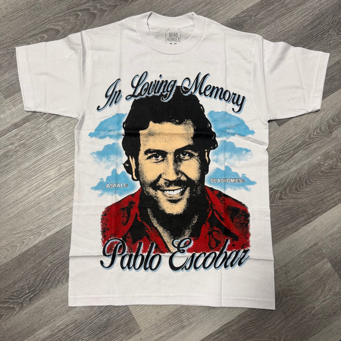 Asaali Deadhomie$ In Loving Memory Pablo Escobar Tee (White)