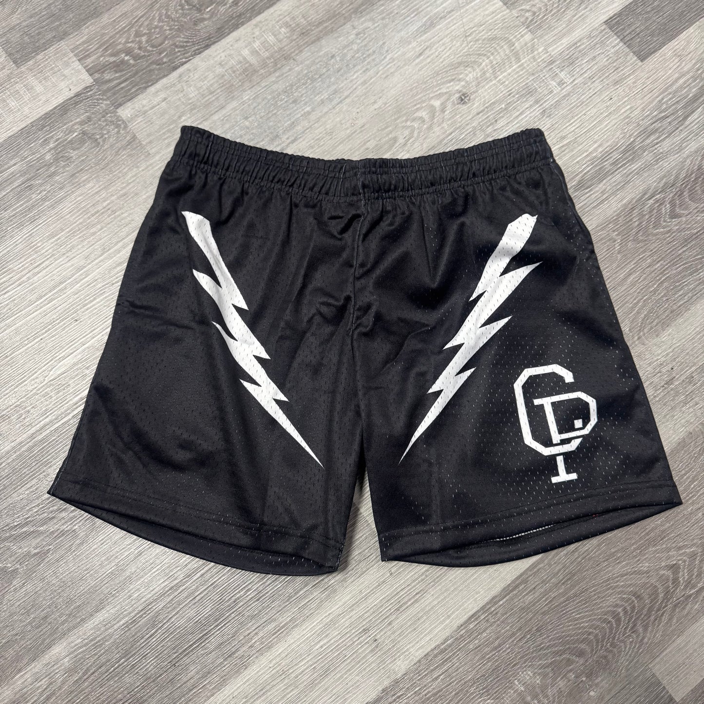 Crispy NYC Lightning Bolt Logo Mesh Shorts (Black)