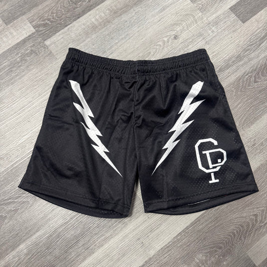 Crispy NYC Lightning Bolt Logo Mesh Shorts (Black)