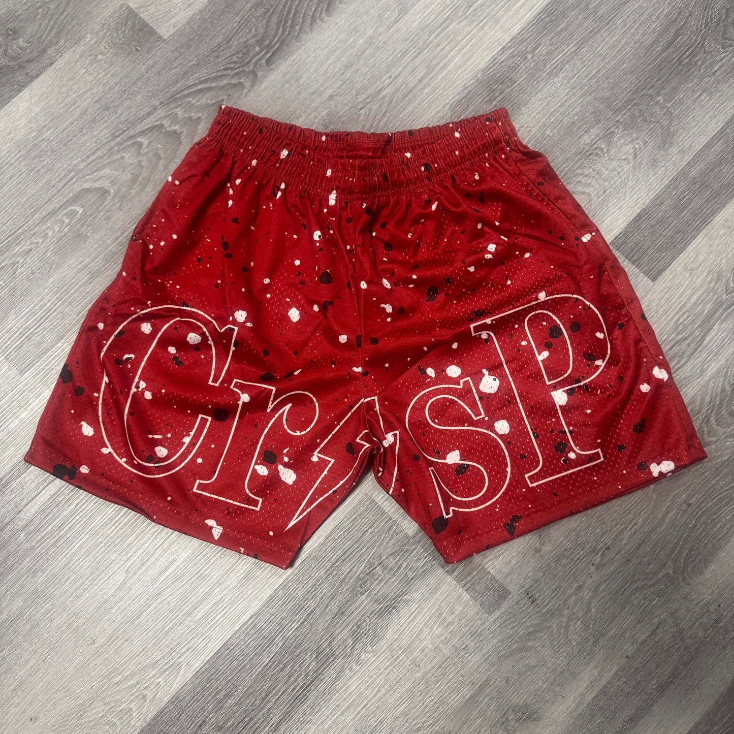Crispy NYC Maroon Cement Mesh Shorts