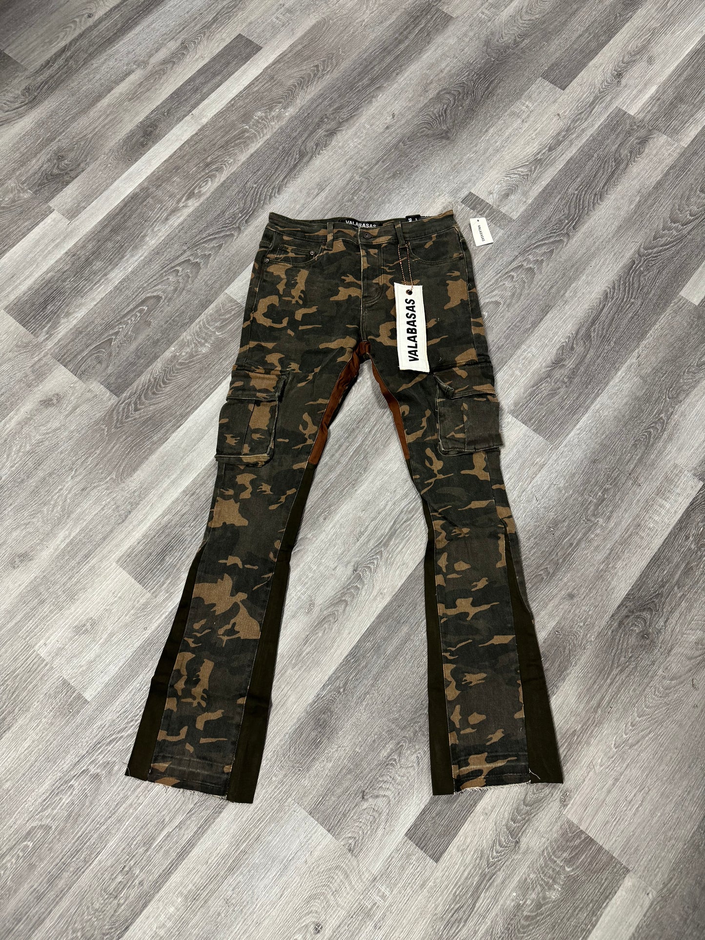 Valabasas Camo Cargo Flare Denim Jeans