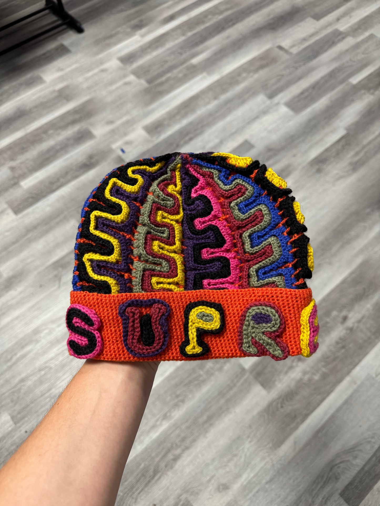 Supreme Yarn Applique Beanie (Dark Orange)