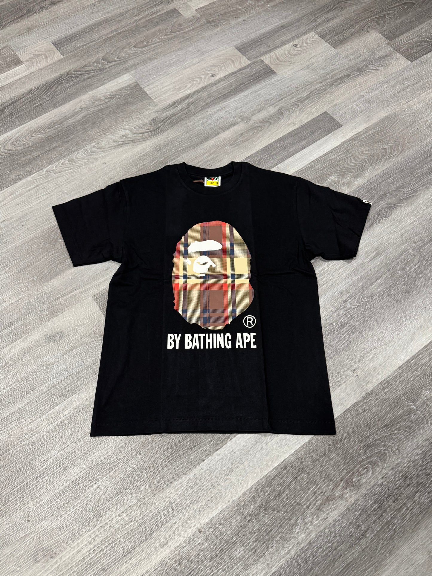 Bape Big Head Plaid Tee (Black)