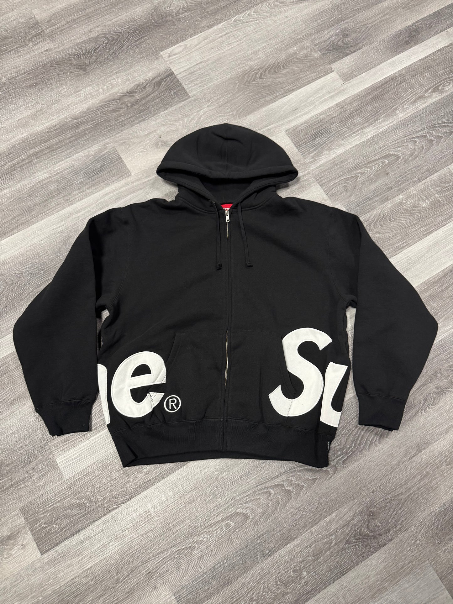 Supreme Big Logo Zip Up Hoodie (Black)