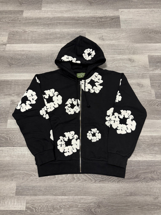 Denim Tears Cotton Wreath Zip Up Hoodie (Black)