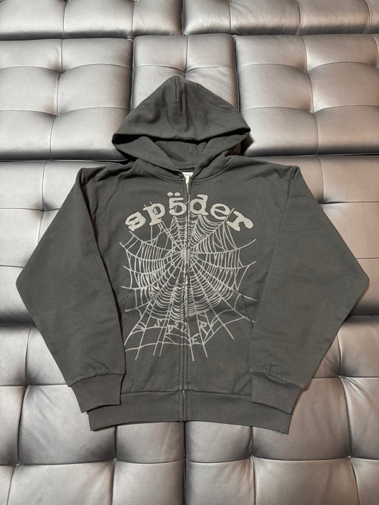 Sp5der OG Web Zip Up Hoodie
