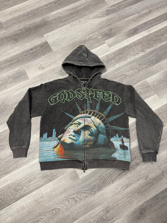 Godspeed Sunken Liberty Zip Up Hoodie (Grey Wash)
